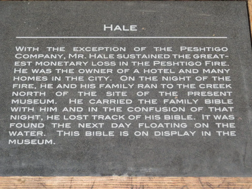 story of the Hale family from the Peshtigo Fire