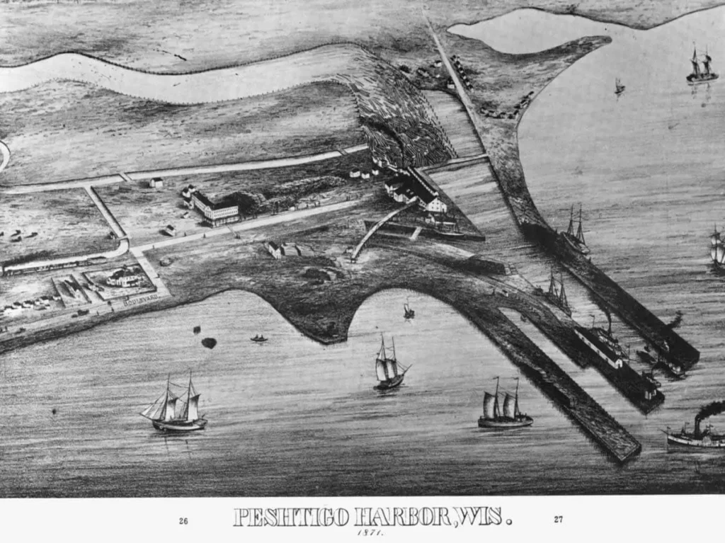 1871 Map of Peshtigo Harbor